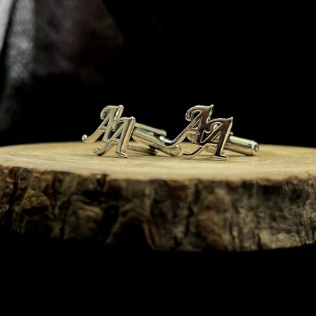 Handmade 925 Sterling Silver AA Initial Cufflinks Pair